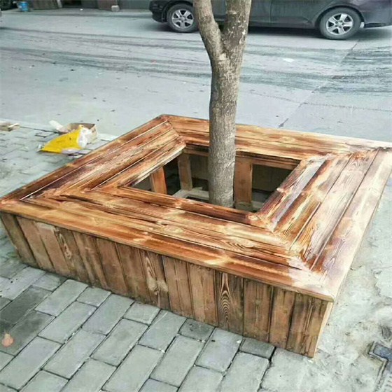 济南防腐木花箱坐凳安装